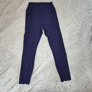 Susan Graver SG Sport Dark Purple Leggings Workout Pants with Pockets Womens XS